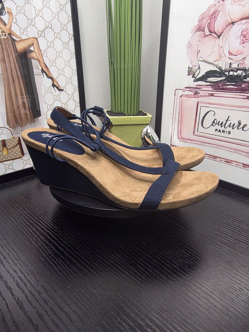 Style & Co. Navy T-Strap Wedge Sandal